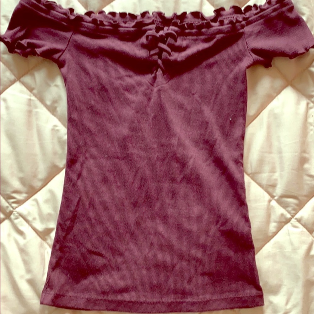 Maroon Off-The-Shoulder Top